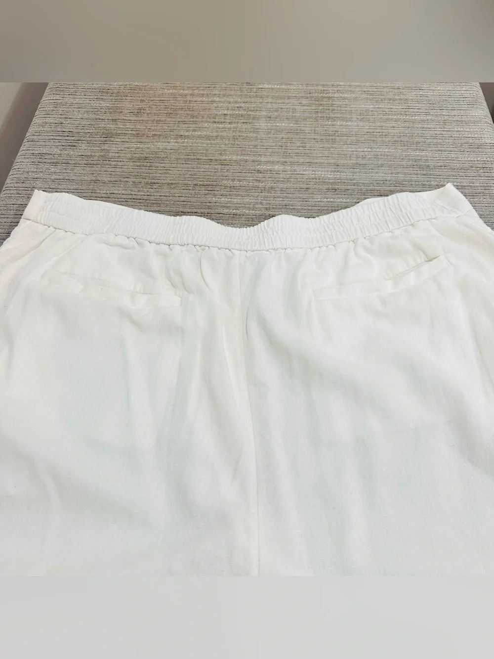 Banana Republic White Linen Blend Wide Leg‎ Crop Palazzo Pants Womens Size XL